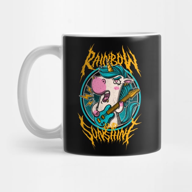 Rainbow and Sunshine - Cute Metal Band Unicorn by Studio Mootant